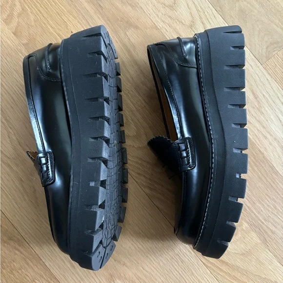 J/Slides black lug sole loafers Size 8.5 - Picture 3 of 11